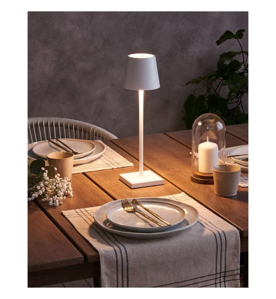 Wireless LED Table Lamp BACEIRO with Dimmer Metal White