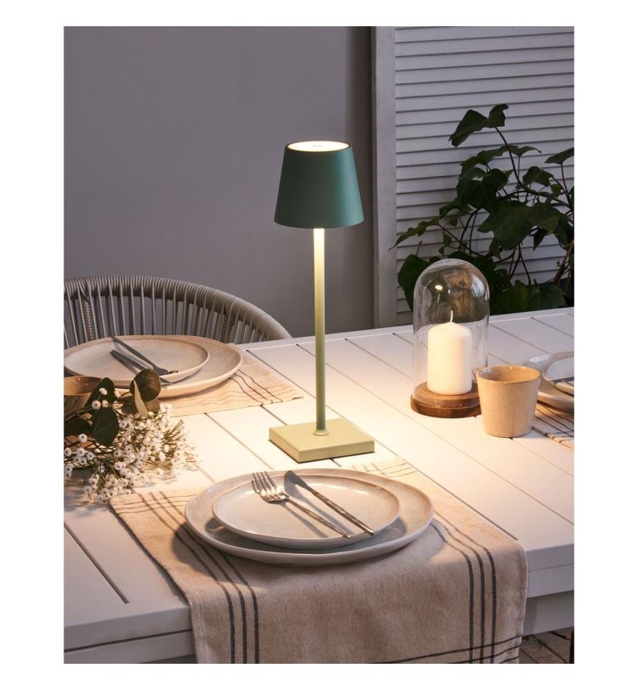 Wireless LED Table Lamp BACEIRO with Dimmer Metal Green