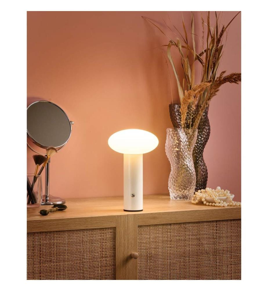 Wireless LED Table Lamp BUAYAN with Dimmer Metal White