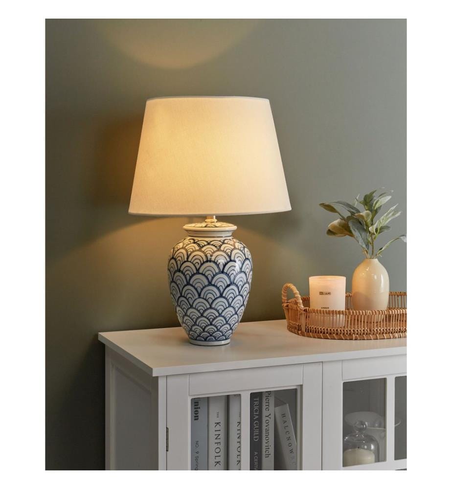 Table Lamp JAUCA Porcelain White/ Blue
