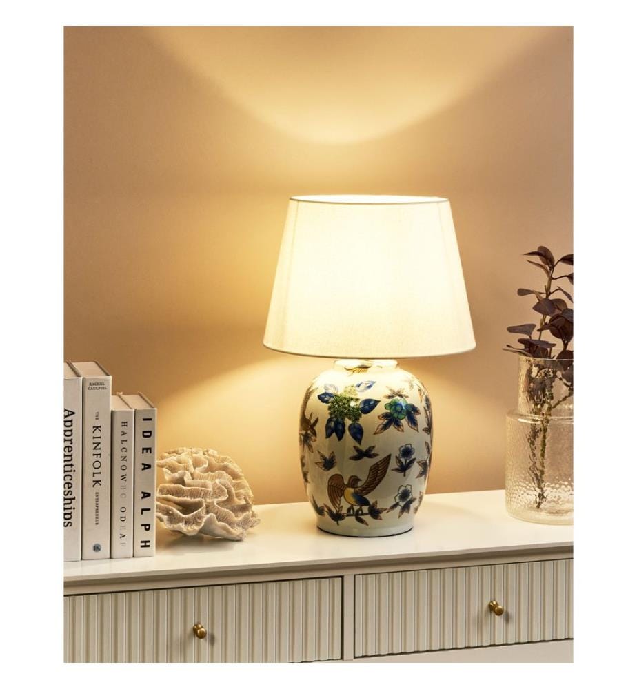 Table Lamp SUNJA Porcelain White/ Blue
