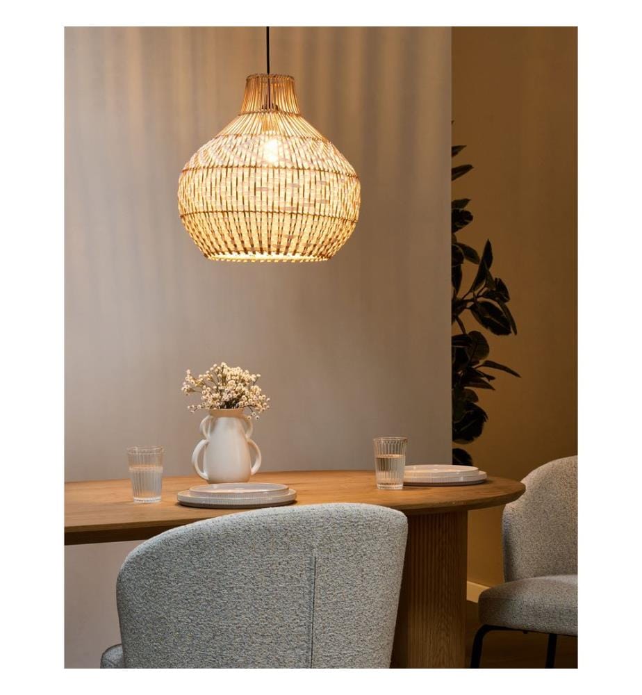Lampe suspension YAUCO Rotin Blanc
