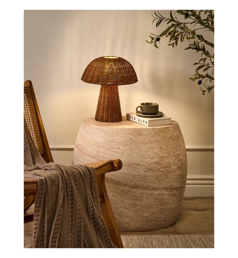 Lampe à poser Champignon ALERO Rotin Naturel