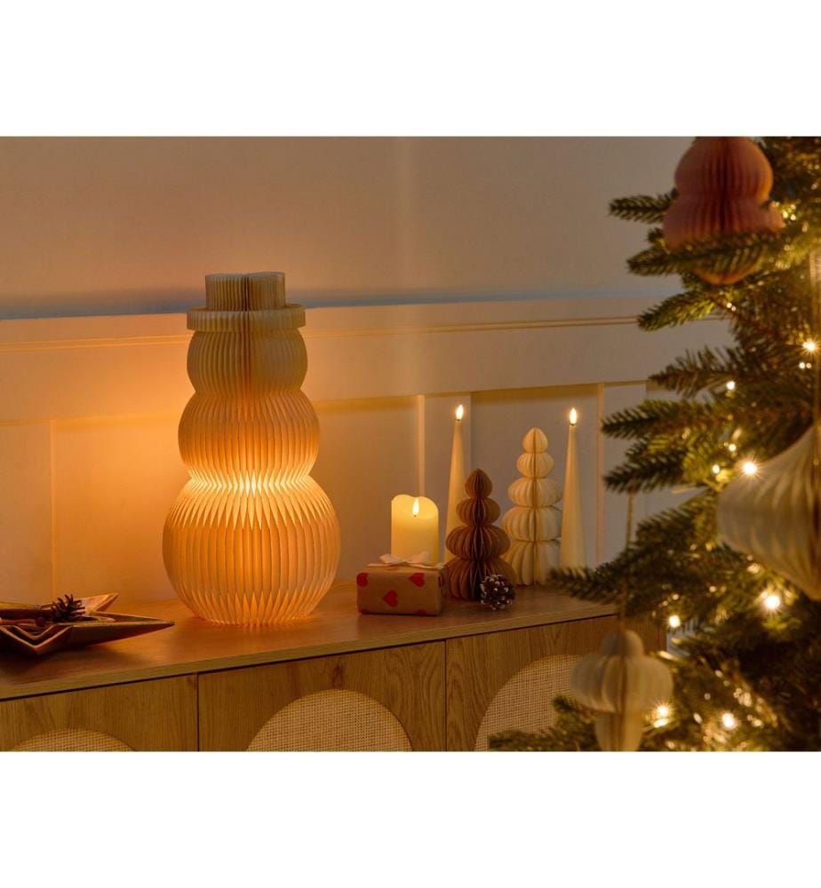 Weihnachtsdekoration Tischlampe BANGA Schneemann 51 cm Beige