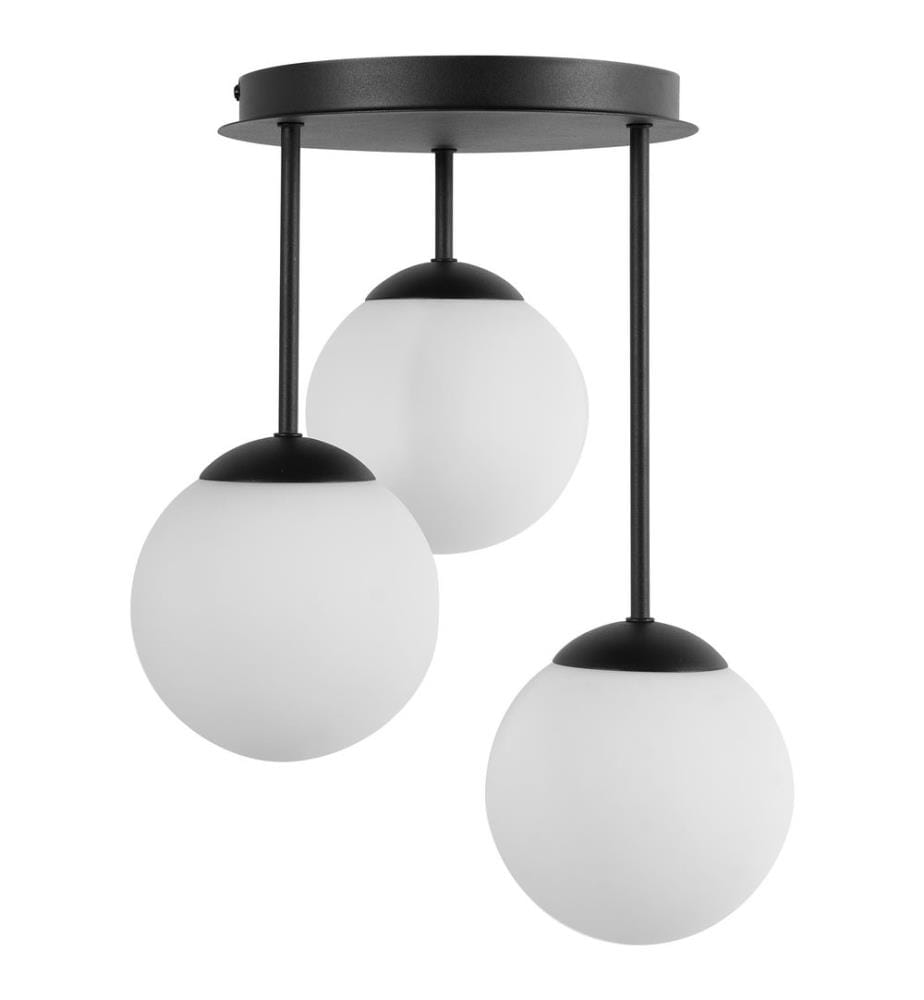 Hängelampe 3-flammig RIANA Glas Schwarz