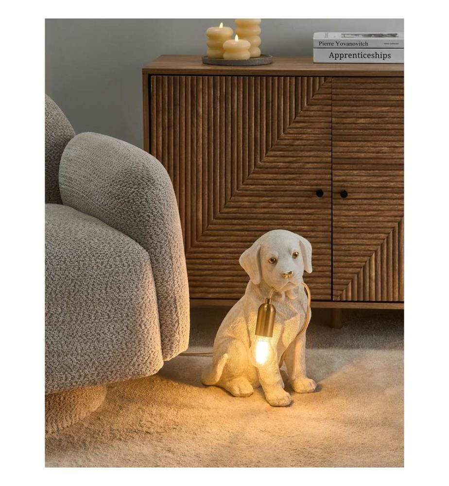 Table Lamp Dog LUCKY White