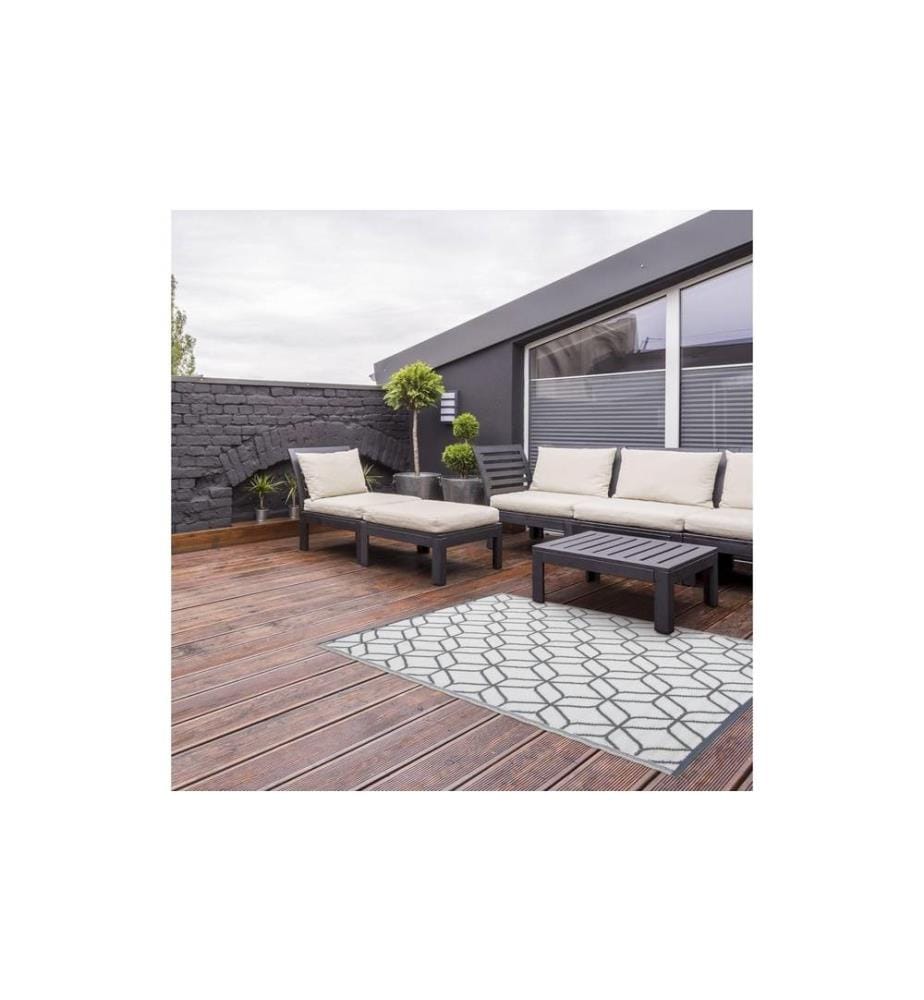 ESSCHERT DESIGN - Teppich Grafisch 180 x 121 cm, Beige/Weiss