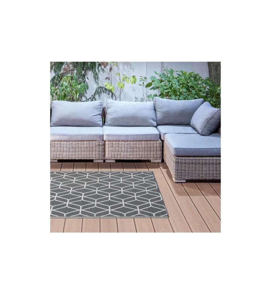 ESSCHERT DESIGN - Teppich Grafisch 180 x 121 cm, Beige/Weiss
