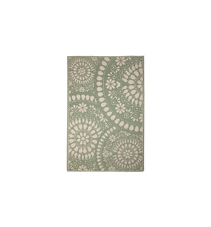 ESSCHERT DESIGN - Teppich Outdoor 121 x 182 cm, Grün/Weiss
