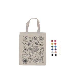 ESSCHERT DESIGN - Tragetasche Blumen Polyester, 1 Stück, Beige