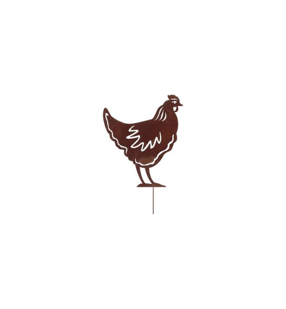 ESSCHERT DESIGN - Dekofigur Huhn Gartenstecker Rostoptik Baustahl