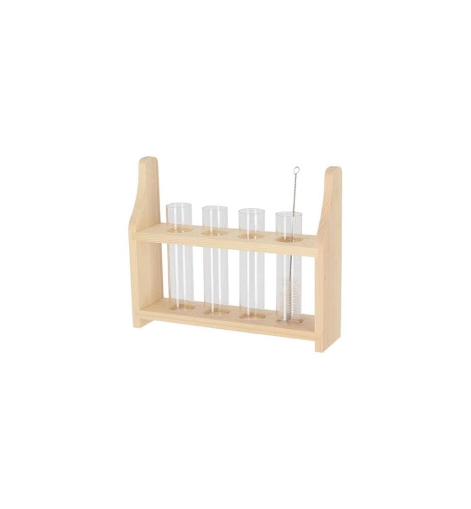 ESSCHERT DESIGN - Support pour tubes à essai S Bois Verre Marron 24.3 x 6 x 20 cm