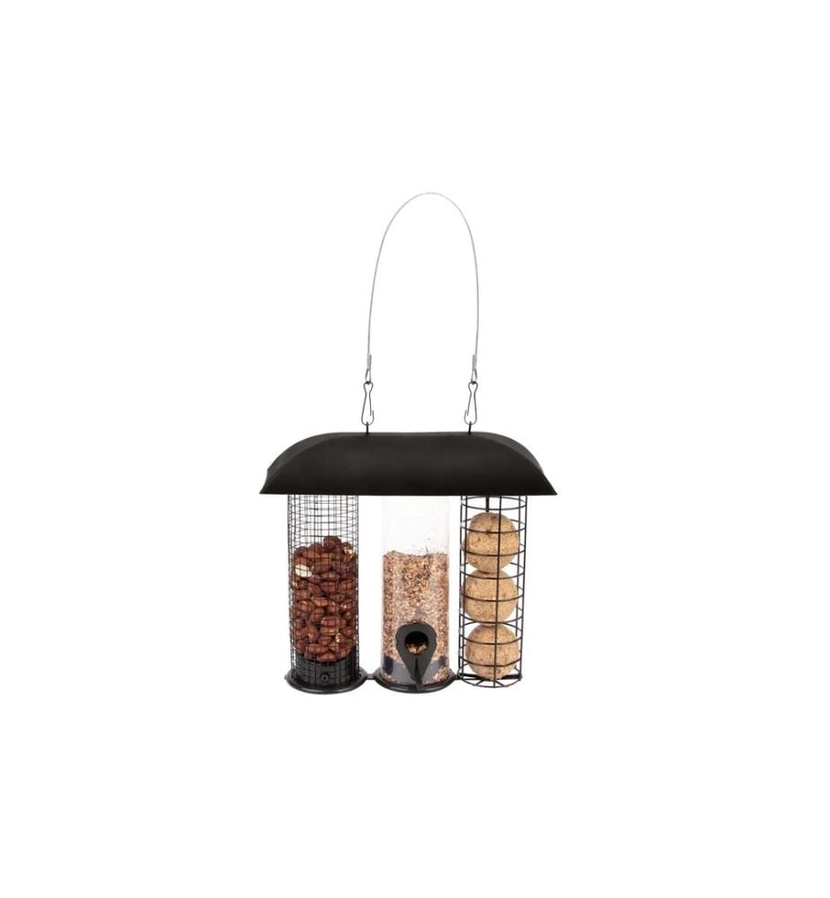 Esschert Design Futtersilo 3-in-1 Kunststoff Metall Schwarz 25 cm