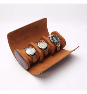 Watch case genuine leather watch roll for 3 watches