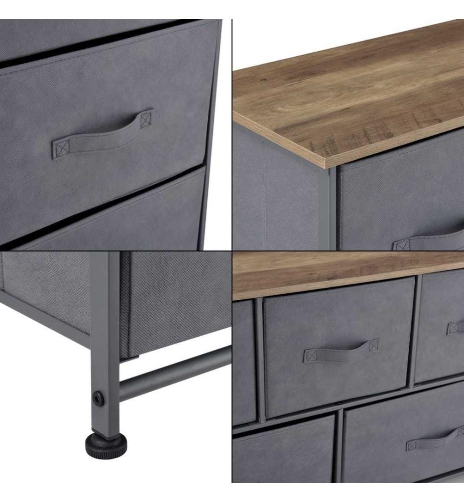 Ko mmode 55x100x29 cm avec 5 tiroirs Gris Couleurs bois