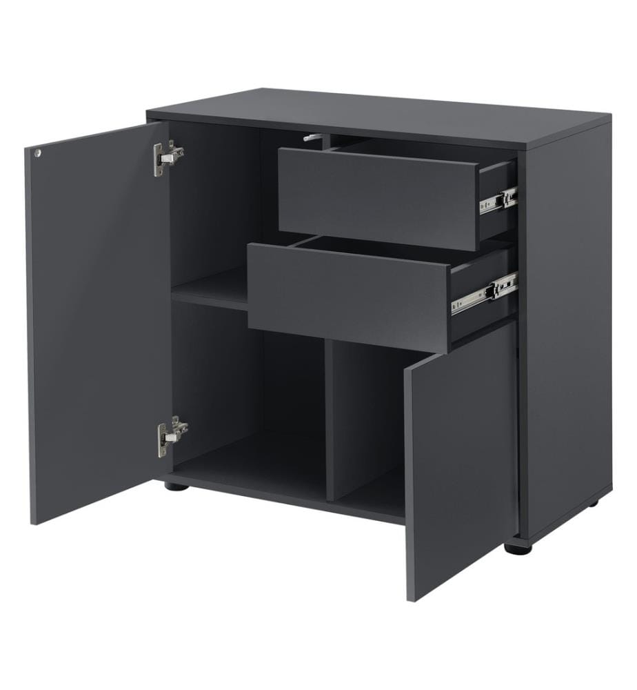 Credenza Paarl 74x79x36 cm con 2 cassetti e ante opache