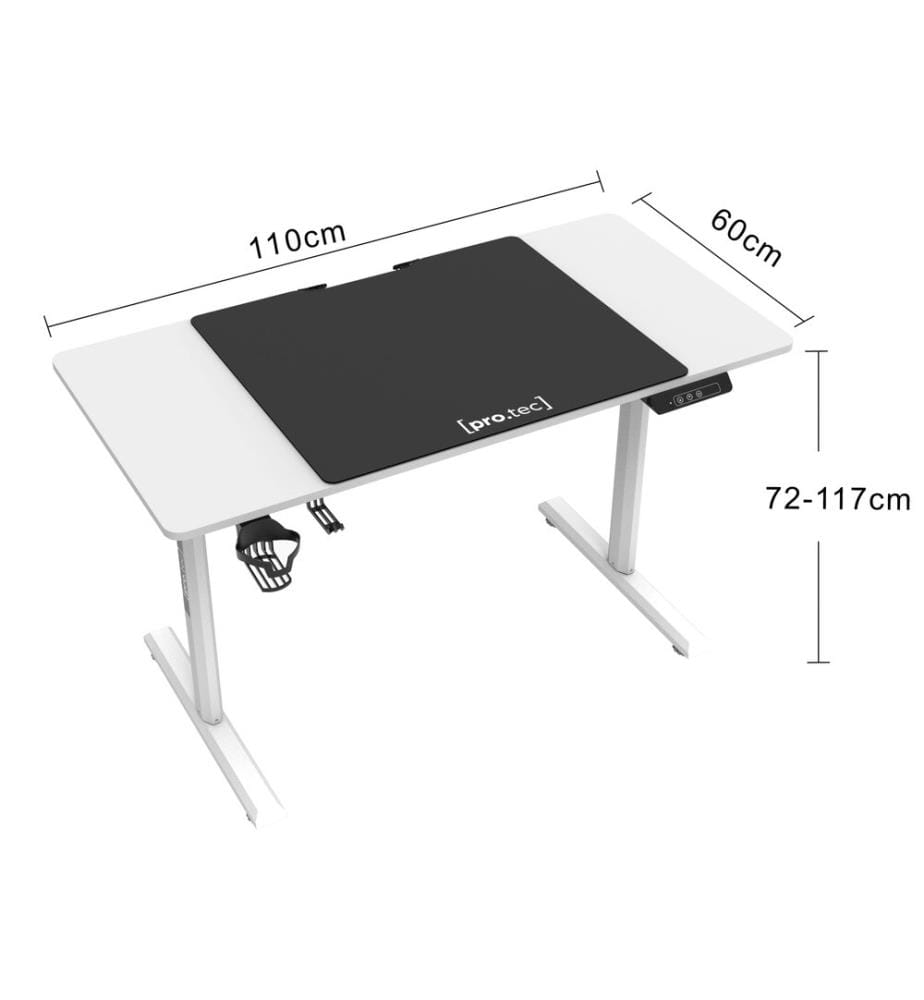 Table Pomona réglable en hauteur électriquement 110x60 cm Blanc