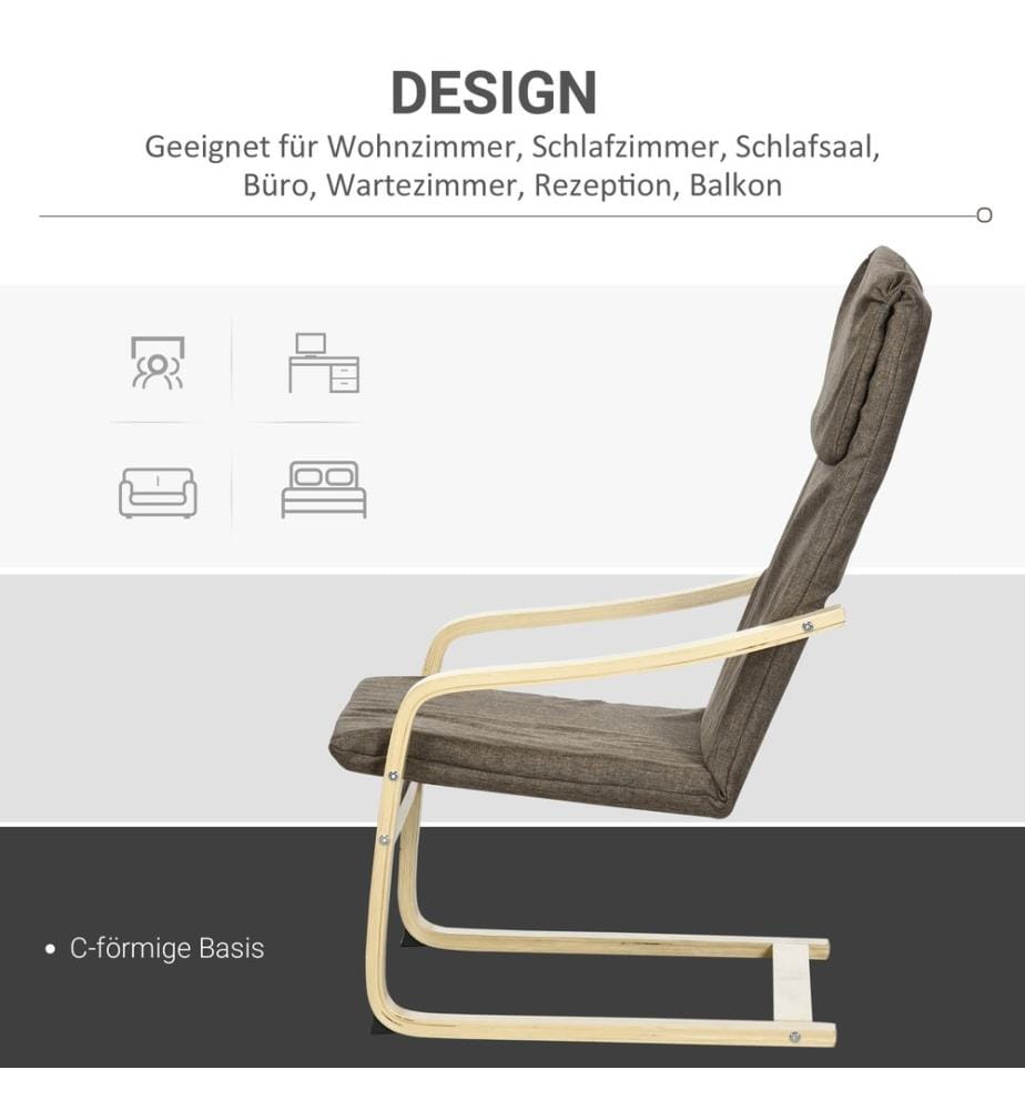 Fauteuil avec appui-tête et accoudoirs, revêtement aspect lin