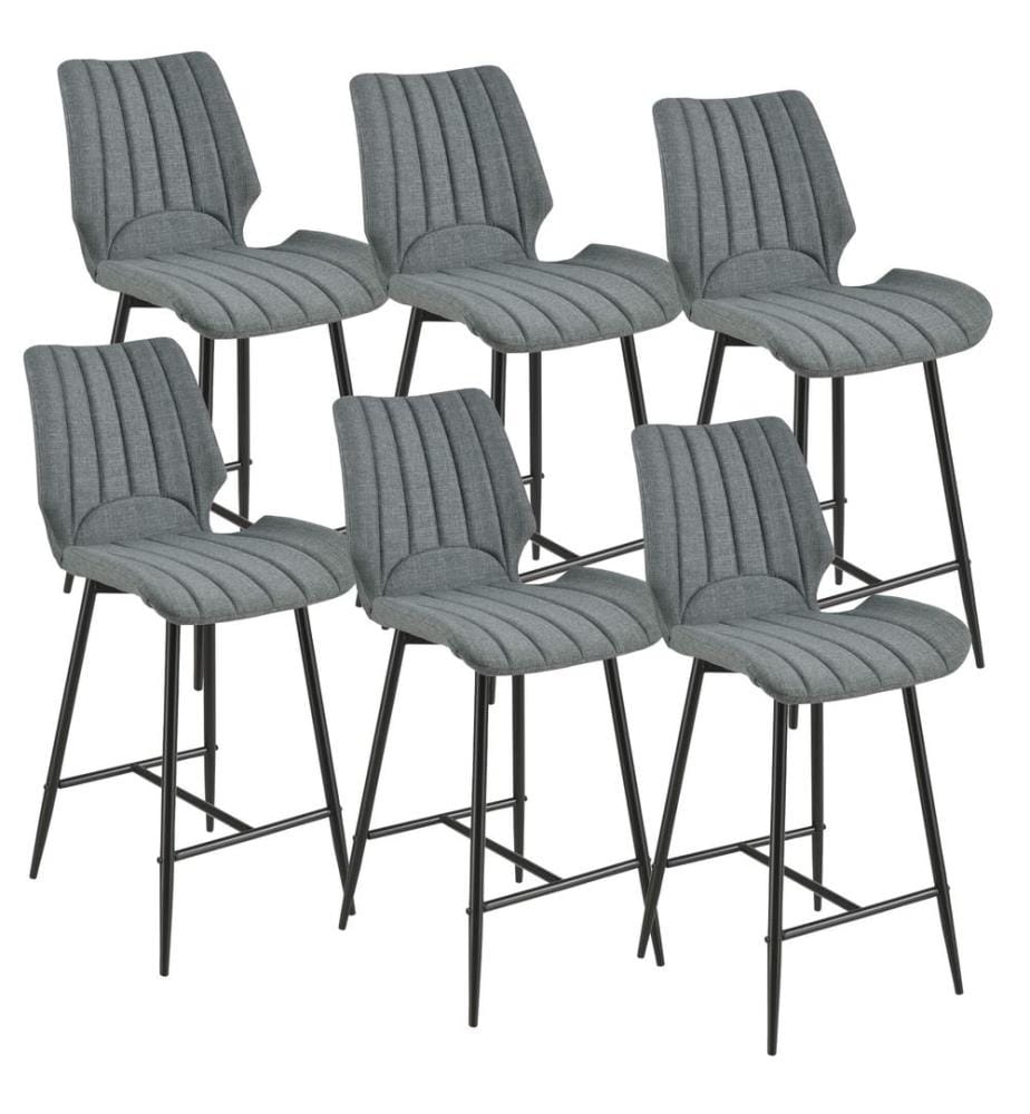 Set da 6 sgabelli da bar in tessuto grigio scuro