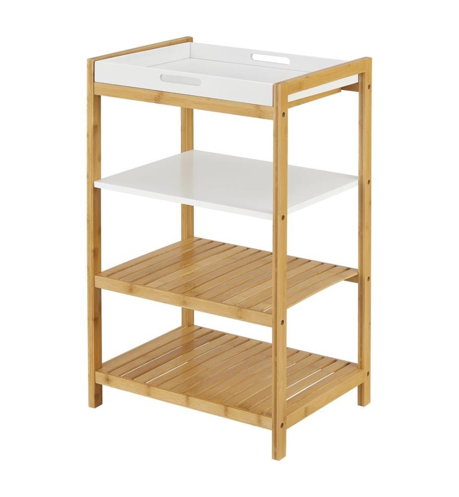 Étagère sur pied en bambou avec tablette de rangement