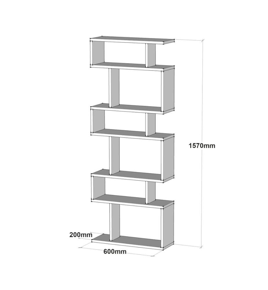 Scaffale da terra Sherma con 6 ripiani 157x60x20 cm Bianco Noce