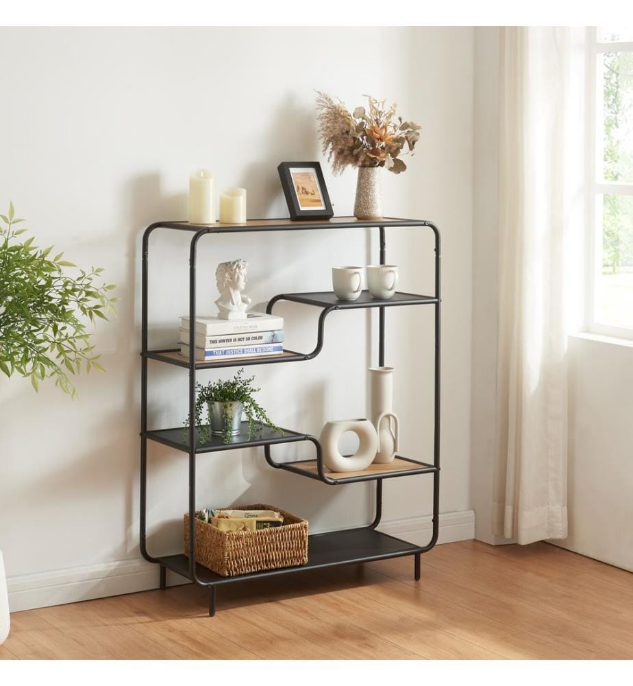 Standregal Kristiansand 101x80x30 cm Schwarz Eiche-Optik