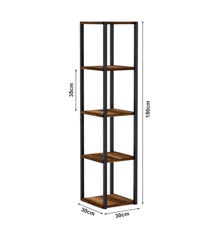 Standregal 150x30x30 cm Walnuss-Optik Schwarz Badregal