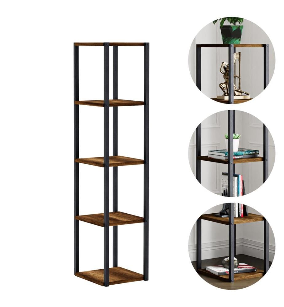 Standregal 150x30x30 cm Walnuss-Optik Schwarz Badregal