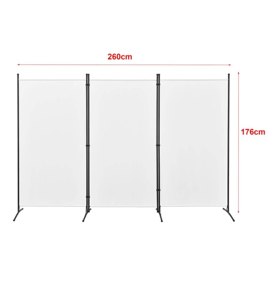 Paravent Raumteiler Teruel 3-teilig 260x176 cm Weiss