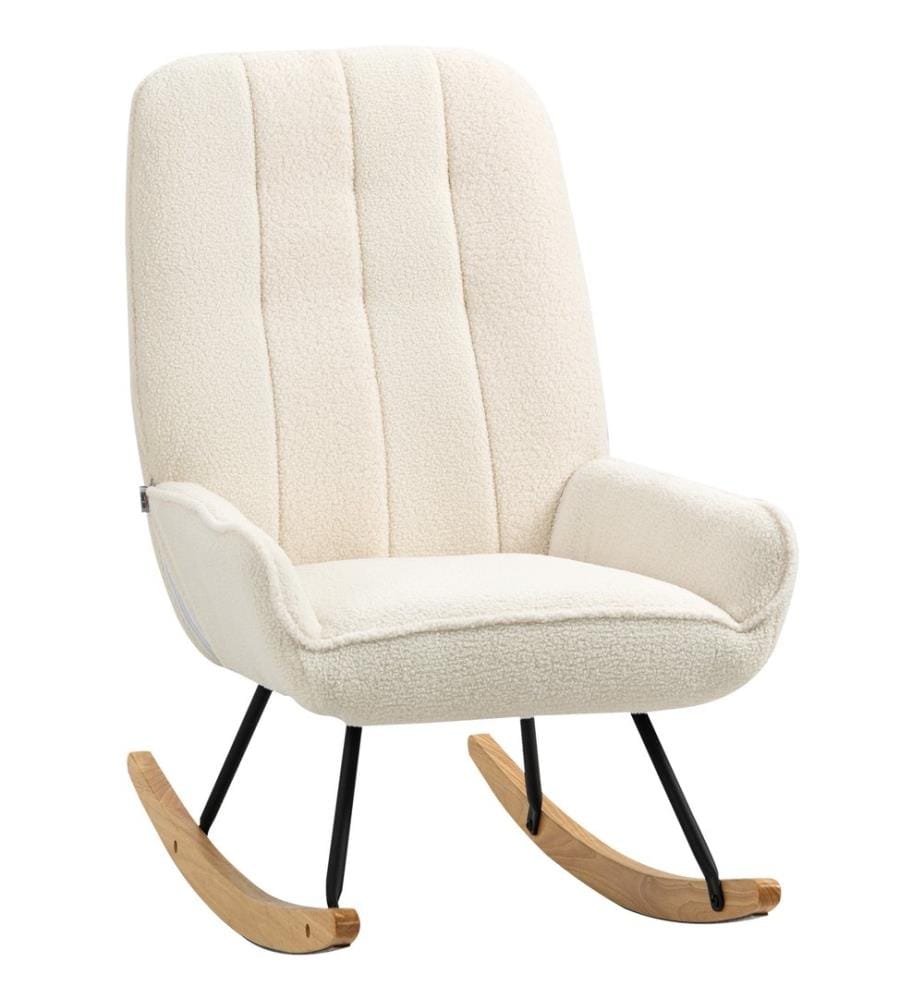 Fauteuil à bascule Nordtraum en polaire Sherpa, couleur crème