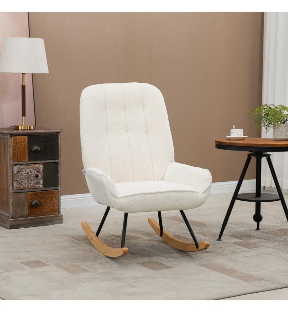 Fauteuil à bascule Nordtraum en polaire Sherpa, couleur crème