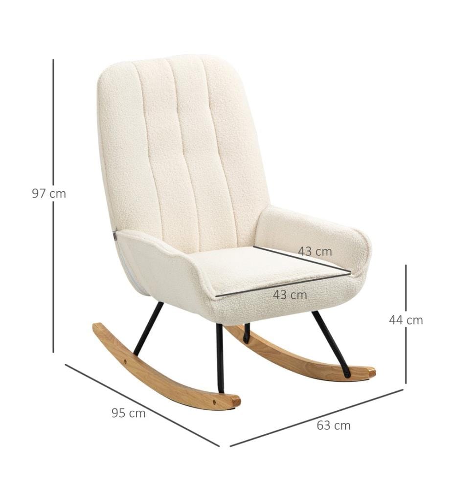 Fauteuil à bascule Nordtraum en polaire Sherpa, couleur crème