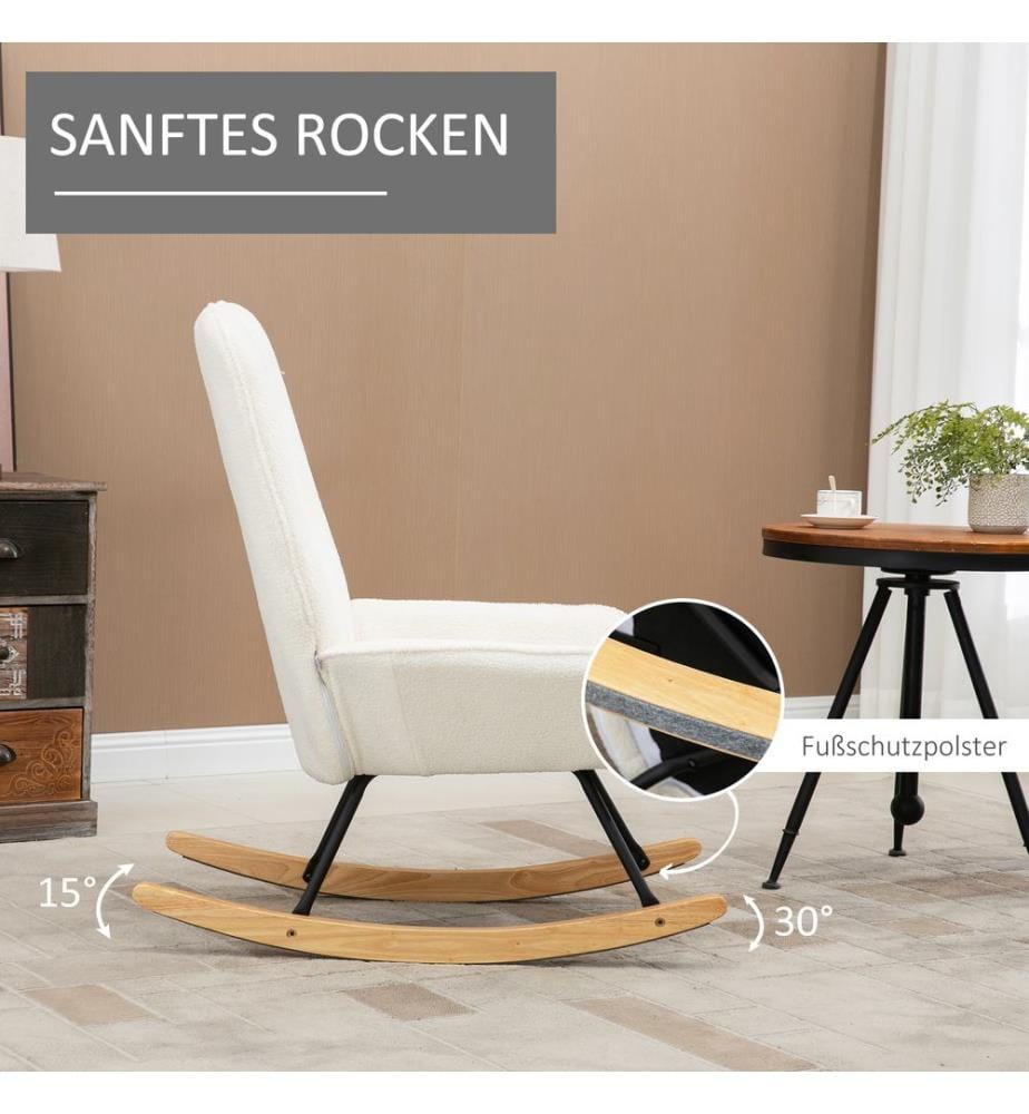 Fauteuil à bascule Nordtraum en polaire Sherpa, couleur crème