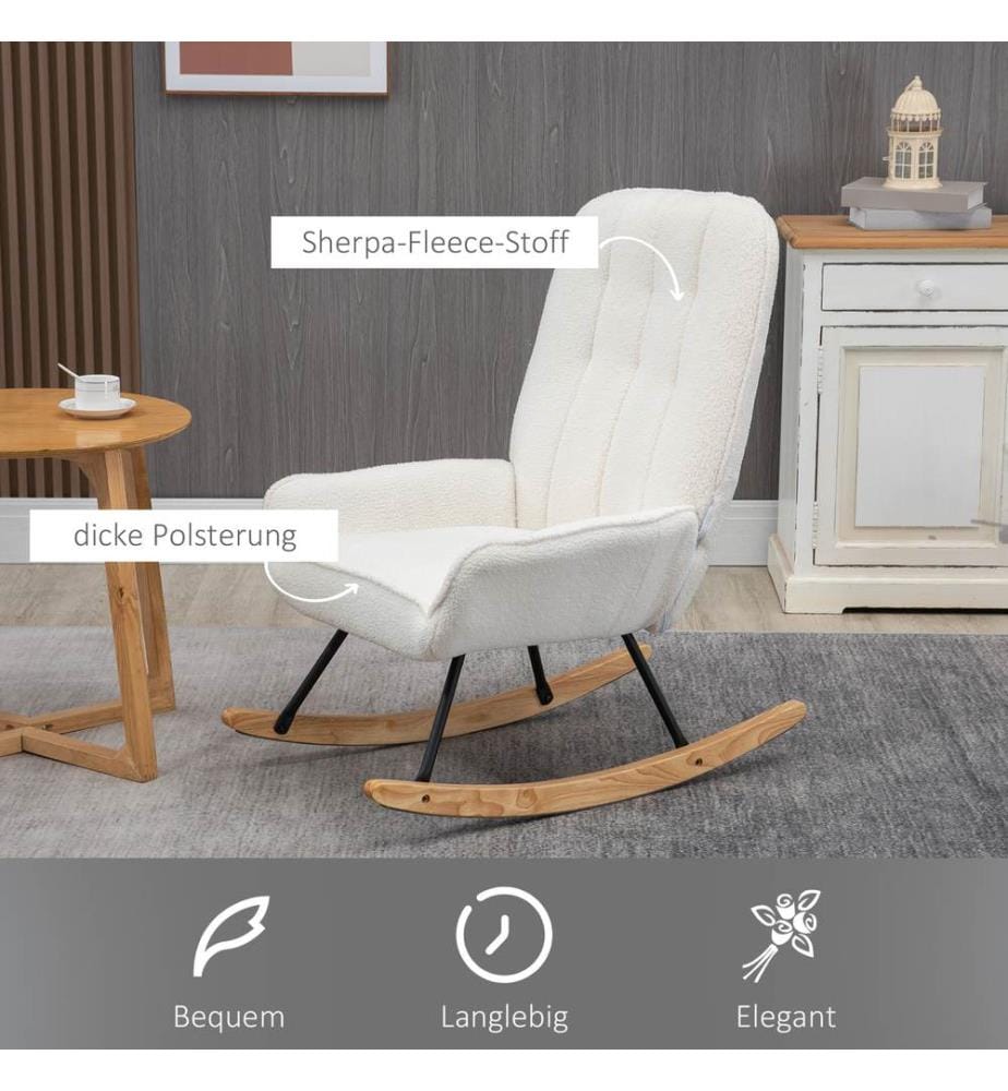 Fauteuil à bascule Nordtraum en polaire Sherpa, couleur crème