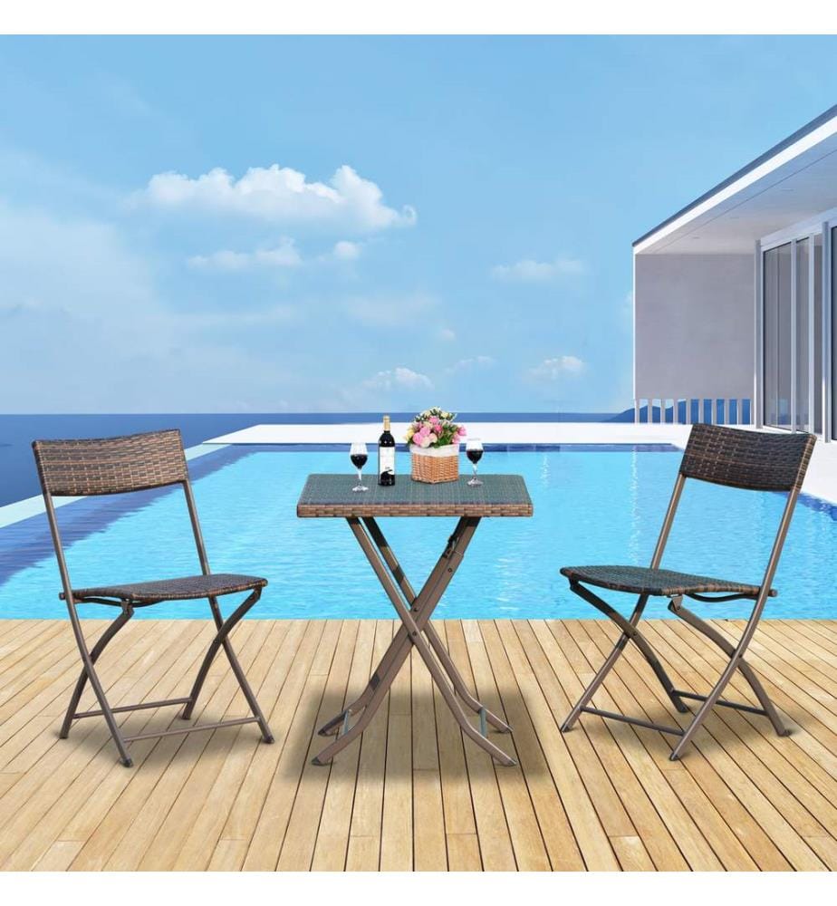 3tlg. Balkonset Rattan 2x Gartenstuhl und 1x Gartentisch