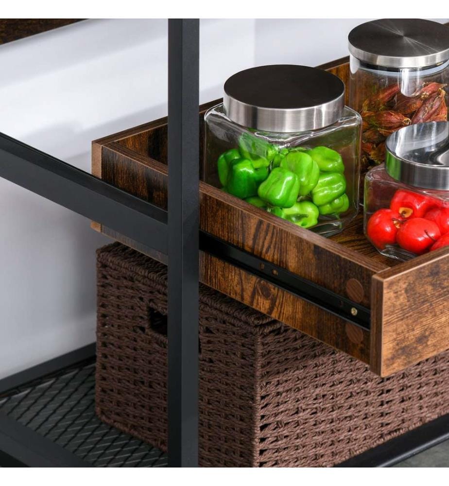 Chariot de service, chariot de cuisine, îlot de cuisine avec 4 étagères, design industriel