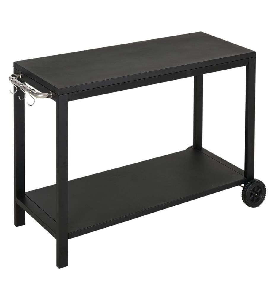 Chariot de service, chariot de cuisine, métal noir, 128 x 46,5 x 86,5 cm