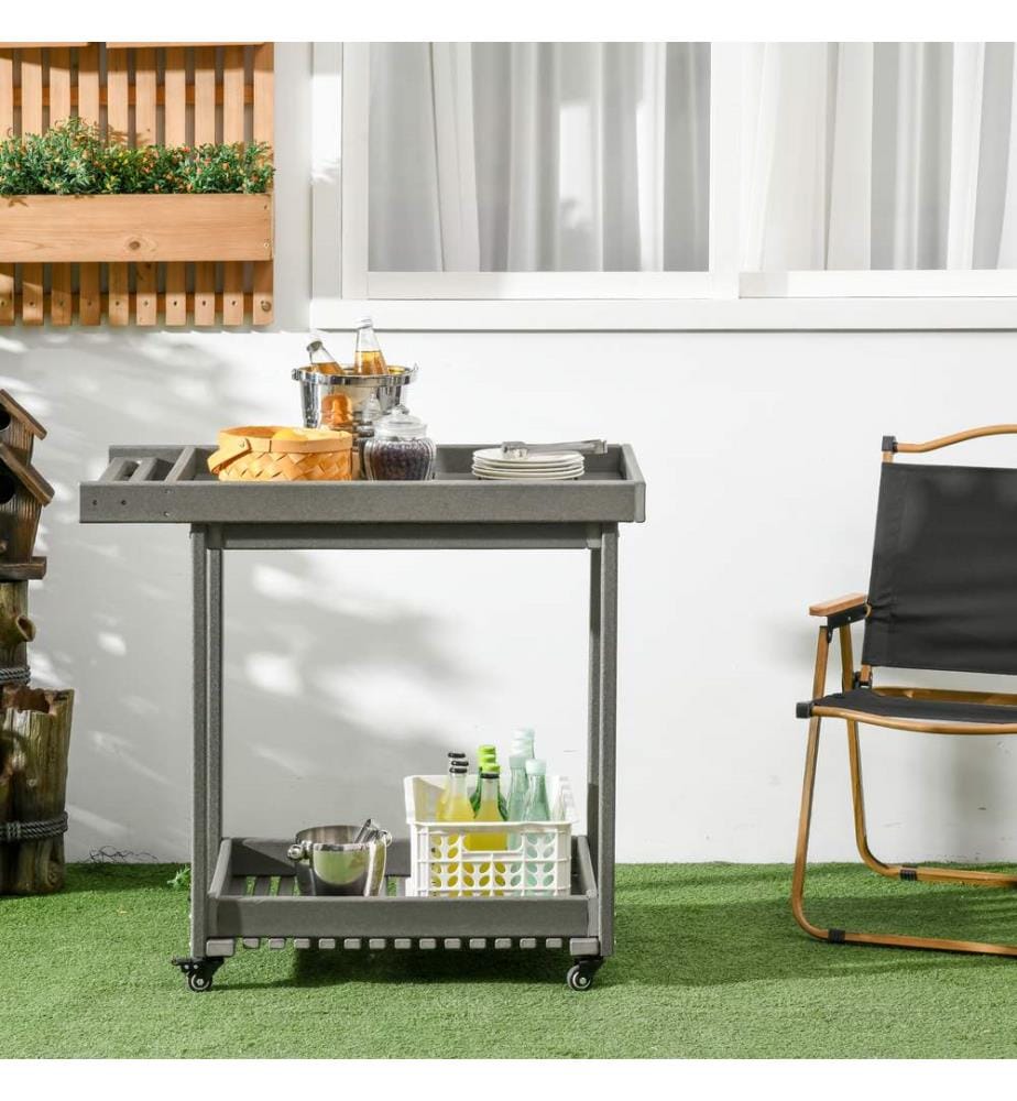 Servierwagen Barbecue Trolley mit Handtuchhalter Grau