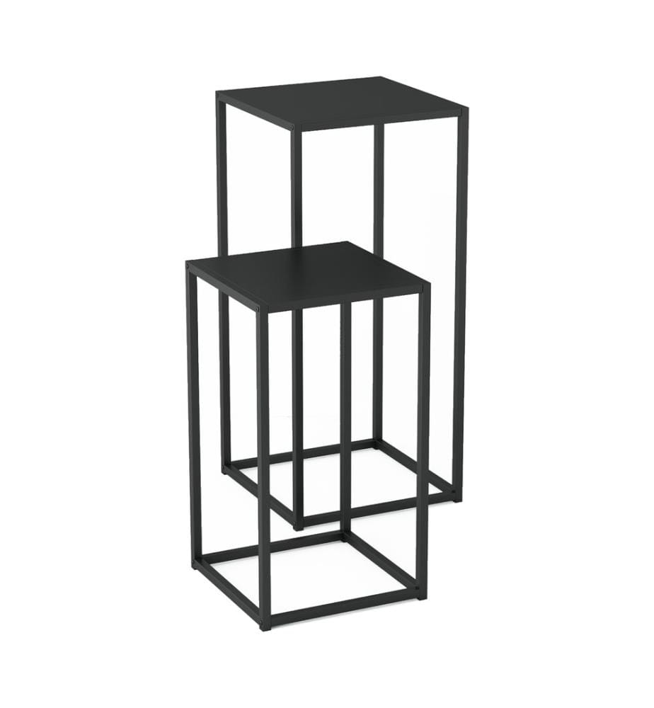 Beistelltisch 2er-Set Säulenform Schwarz