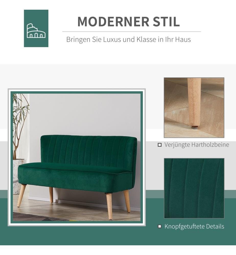 2-Sitzer Sofa Loungesofa 117x56.5x77 cm Dunkelgrün