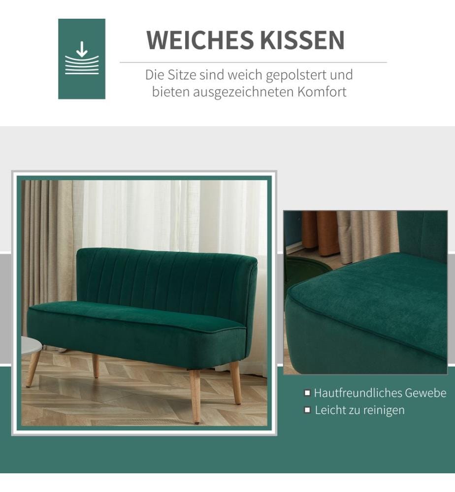 2-Sitzer Sofa Loungesofa 117x56.5x77 cm Dunkelgrün