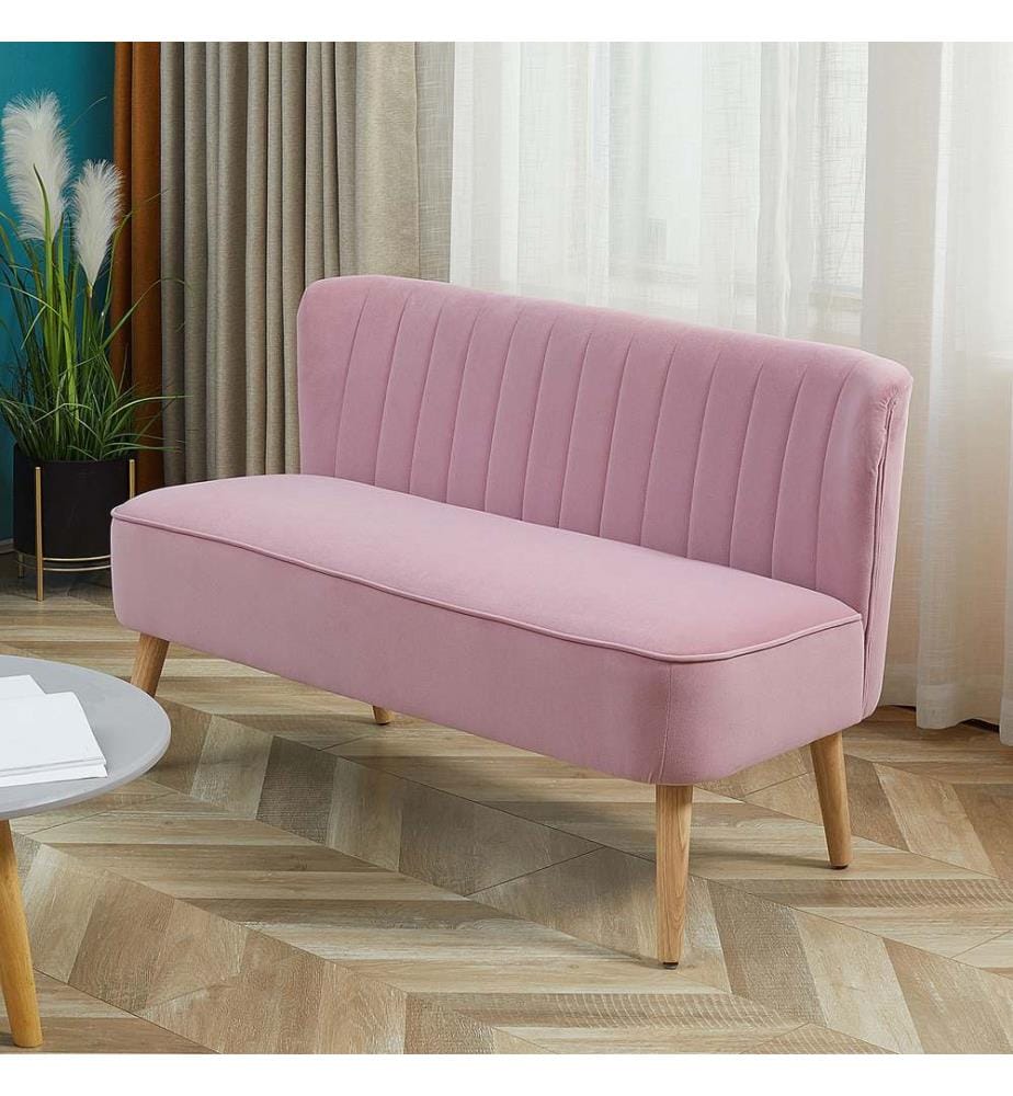 2-Seater Upholstered Sofa, 117x56.5x77 cm, Pink