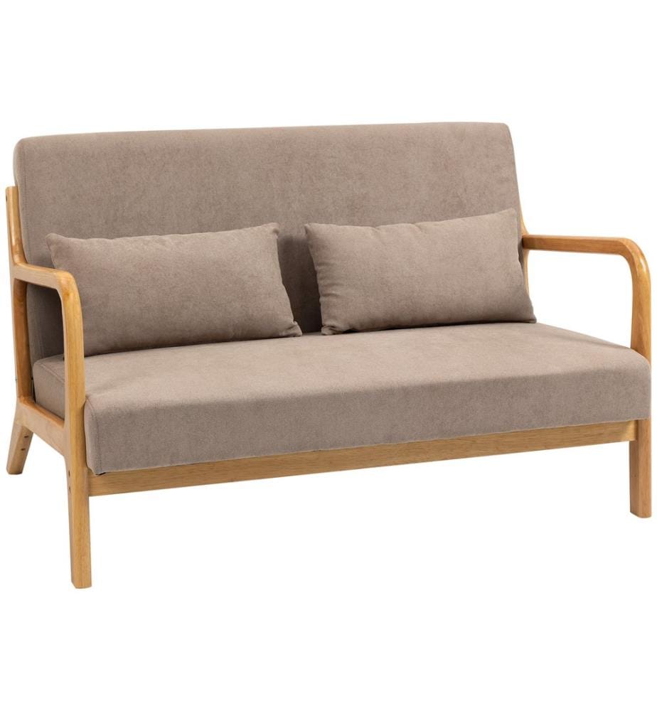 2-Sitzer Sofa Loveseat mit Kissen 122x71x76 cm Hellgrau
