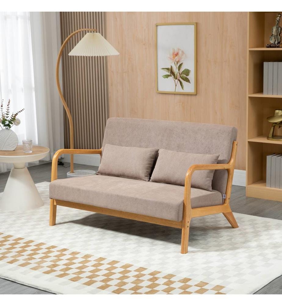 2-Sitzer Sofa Loveseat mit Kissen 122x71x76 cm Hellgrau