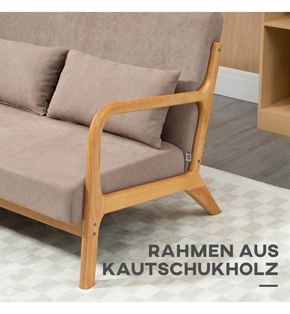 2-Sitzer Sofa Loveseat mit Kissen 122x71x76 cm Hellgrau