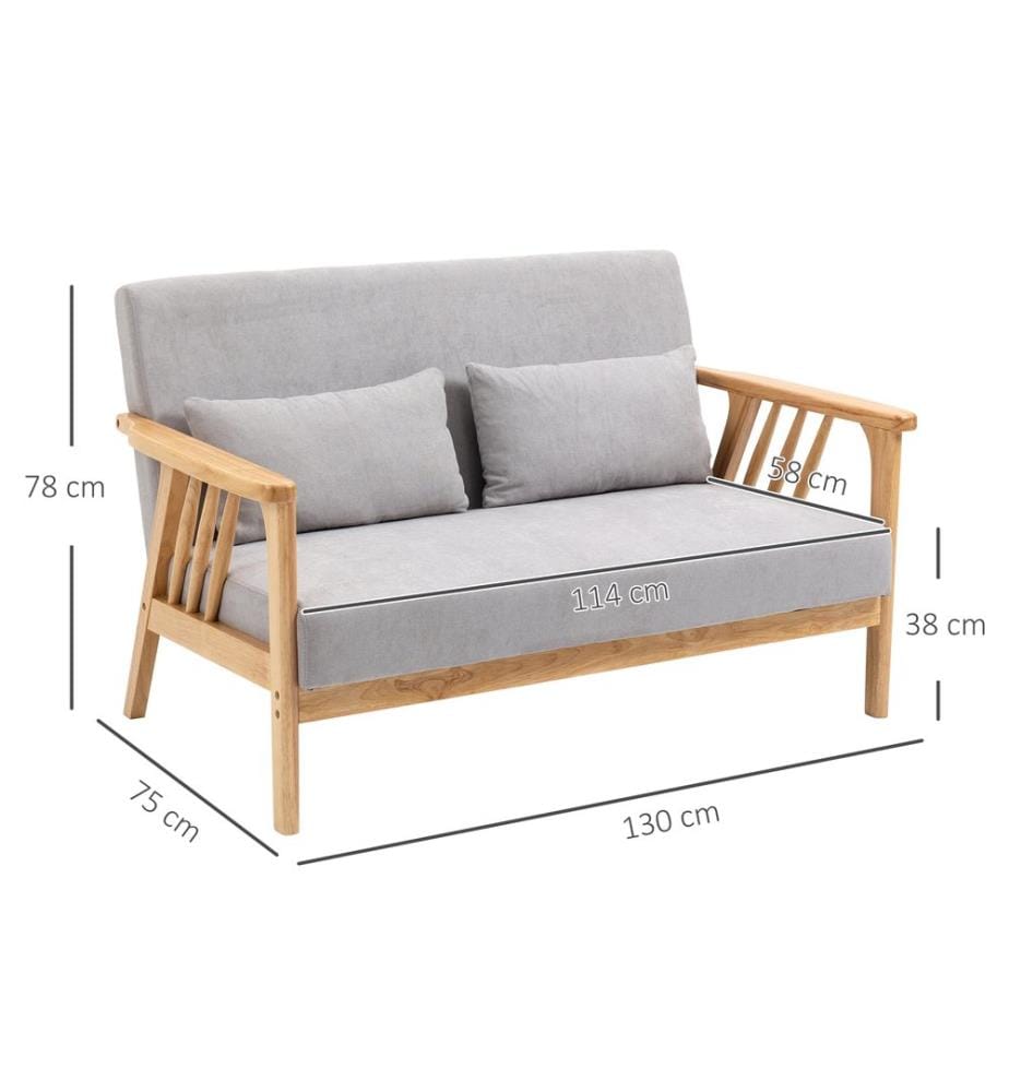 Canapé 2 places « Loveseat » 130 x 75 x 78 cm, capacité de charge jusqu'à 200 kg, gris
