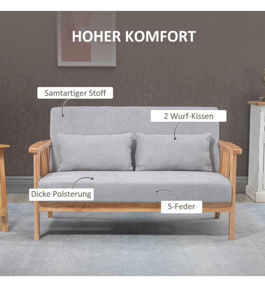 Canapé 2 places « Loveseat » 130 x 75 x 78 cm, capacité de charge jusqu'à 200 kg, gris