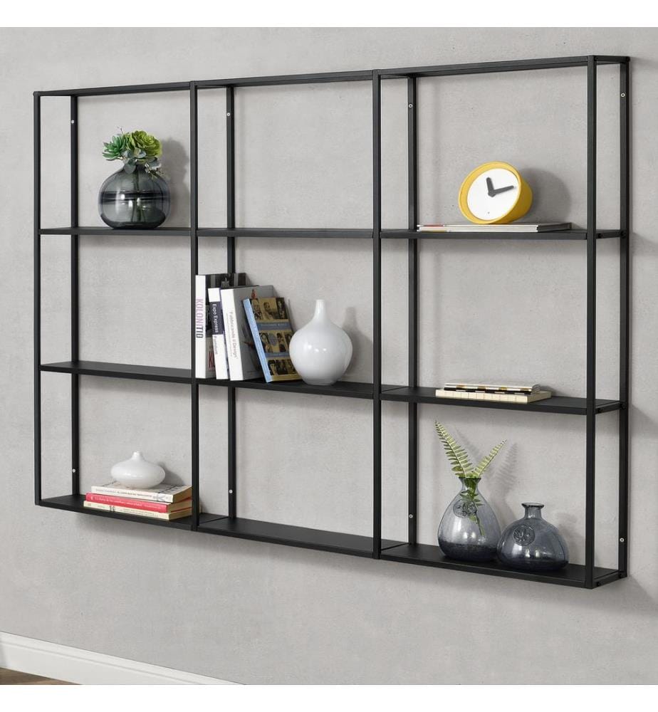 Wandregal Orlando Schwarz 130x18x110 cm