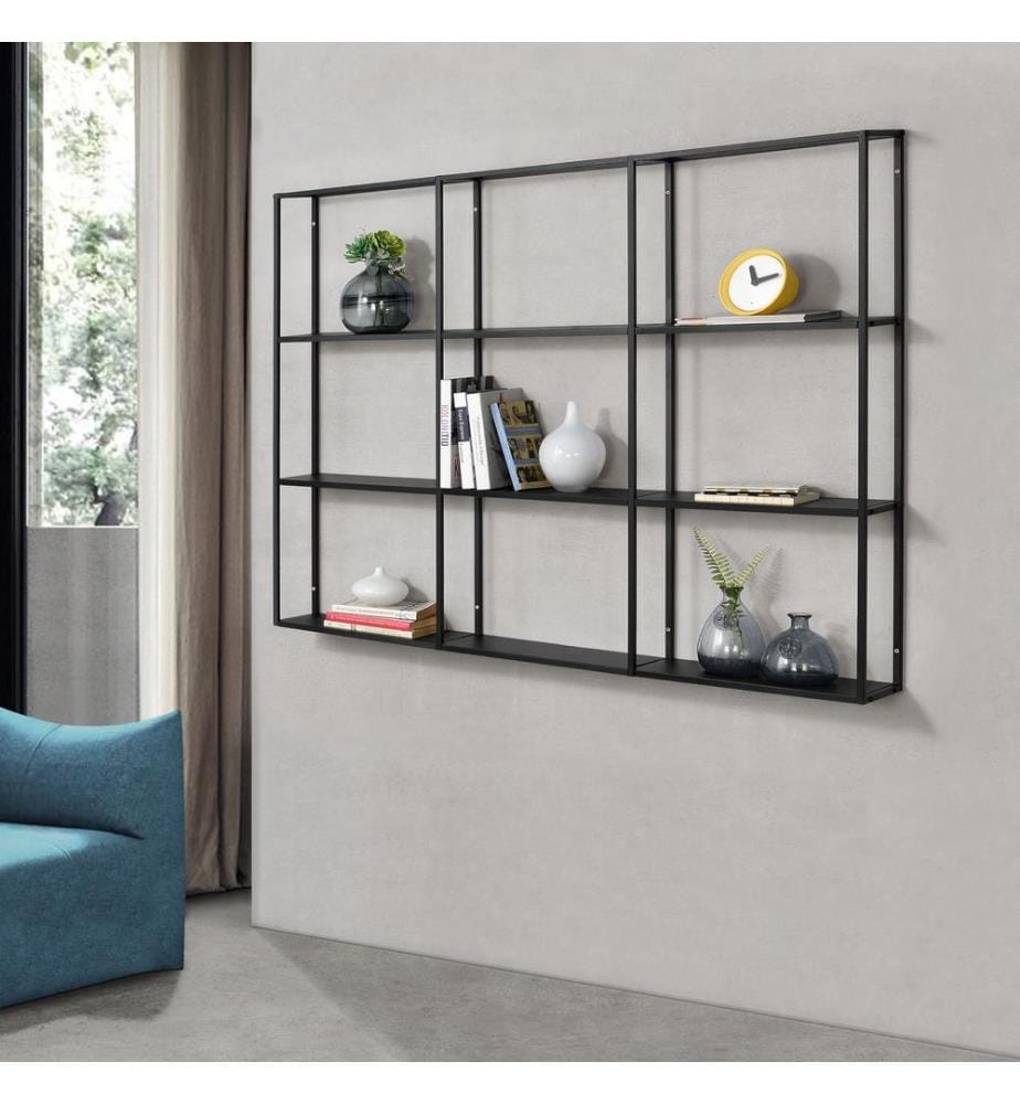 Wandregal Orlando Schwarz 130x18x110 cm