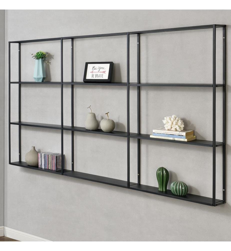 Wandregal Orlando Schwarz 160x18x110 cm